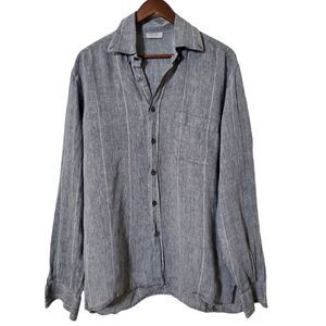 Gran Sasso Italian Linen Shirt Size L Gray Long Sleeve Button Up Pure Lino Mens